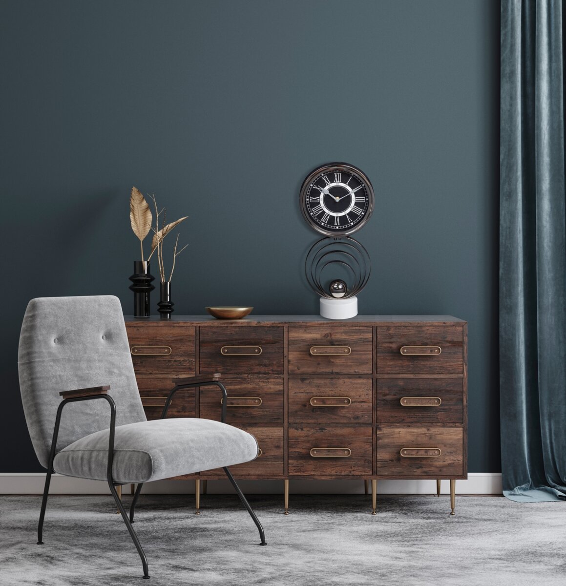 jakie zasłony do szarych ścian i brązowych mebli