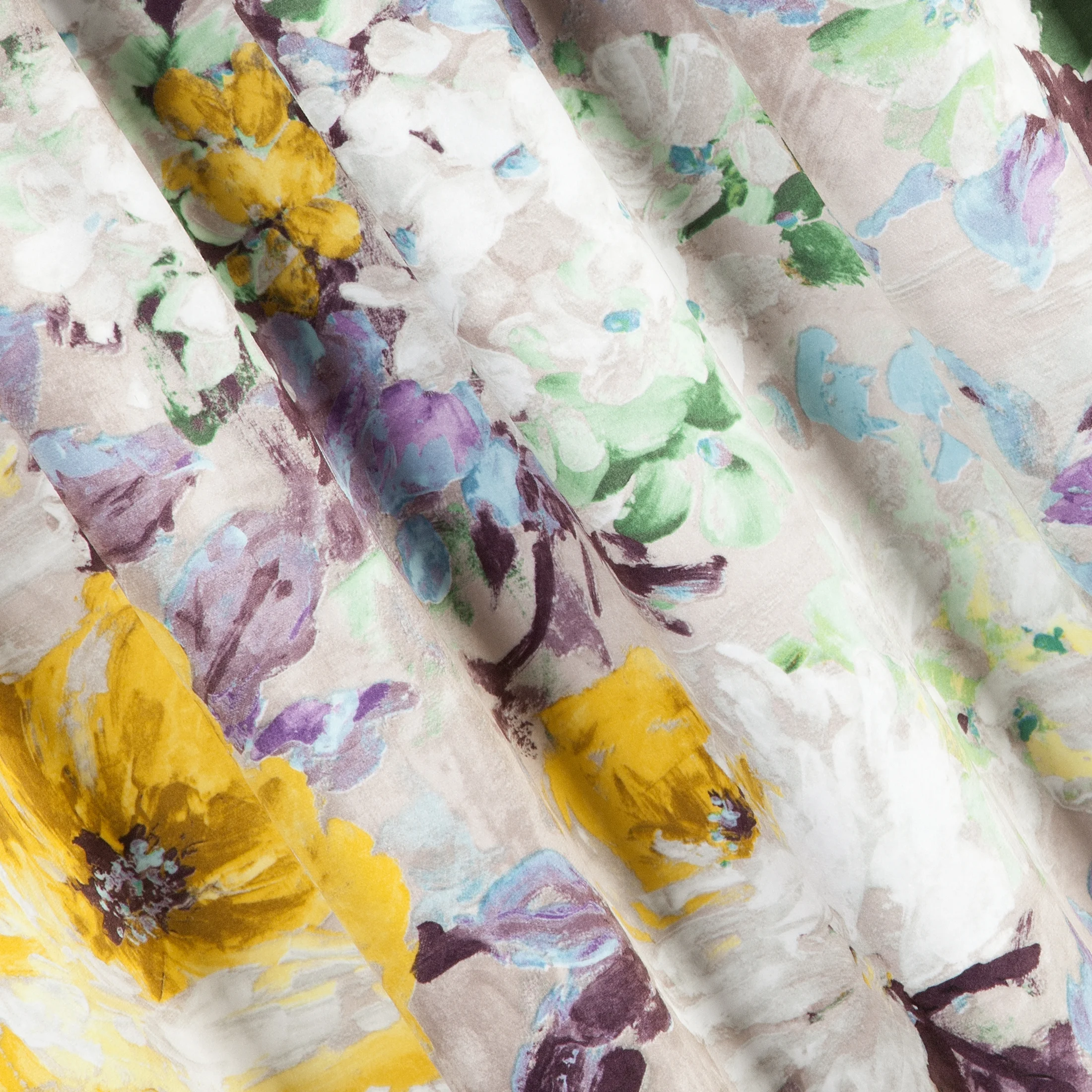 Zasłona beżowo, żółta w kwiaty peonie z tkaniny welwetowej 140x270 taśma AMELIE Eurofirany