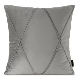 Poszewka na poduszkę 45x45 cm welwetowa z ozdobnym geometrycznym przeszywanym wzorem srebrna NALA 1 EUROFIRANY PREMIUM