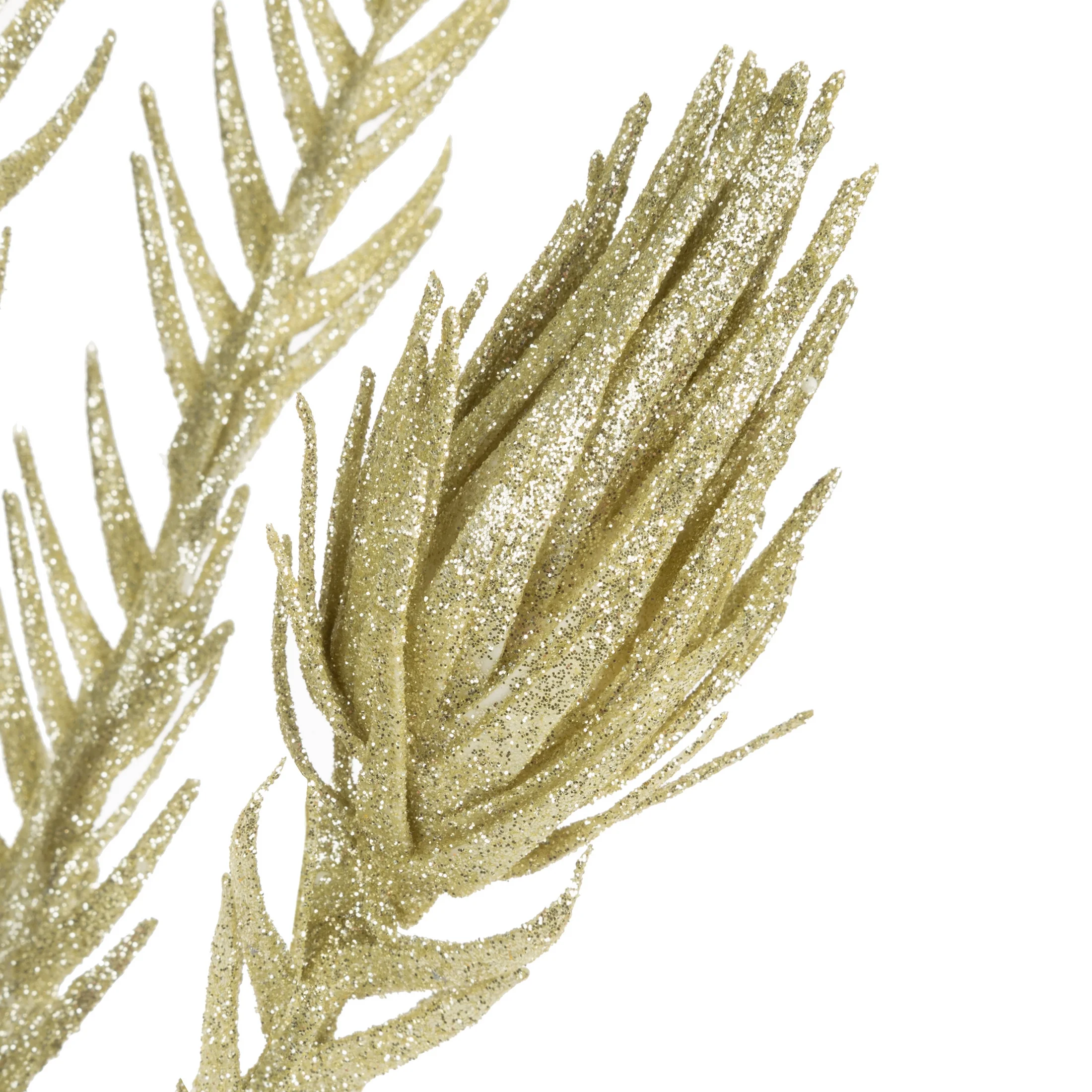 Sztuczna gałązka dekoracyjna z lśniącym brokatem szampańska Eurofirany