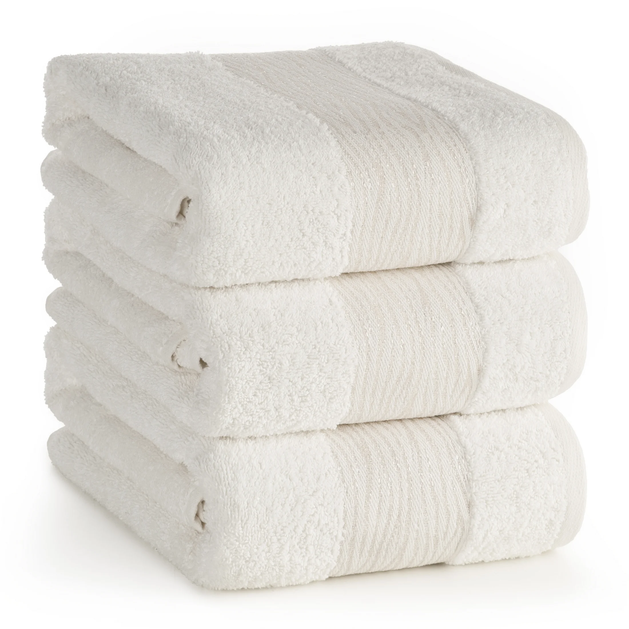 Ręcznik do rąk 30x50 cm bawełniany kolor kremowy z błyszczącą bordiurą 500 g/m2 AMBER Eurofirany