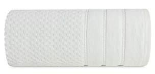 Ręcznik kąpielowy 50x90 cm bawełniany kolor kremowy z ozdobną bordiurą w paseczki 500 g/m2 ADORE Eurofirany