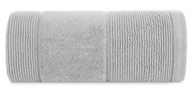 Ręcznik do rąk 30x50 cm bawełniany kolor srebrny z welurową bordiurą 500 g/m2 EMMA Eurofirany