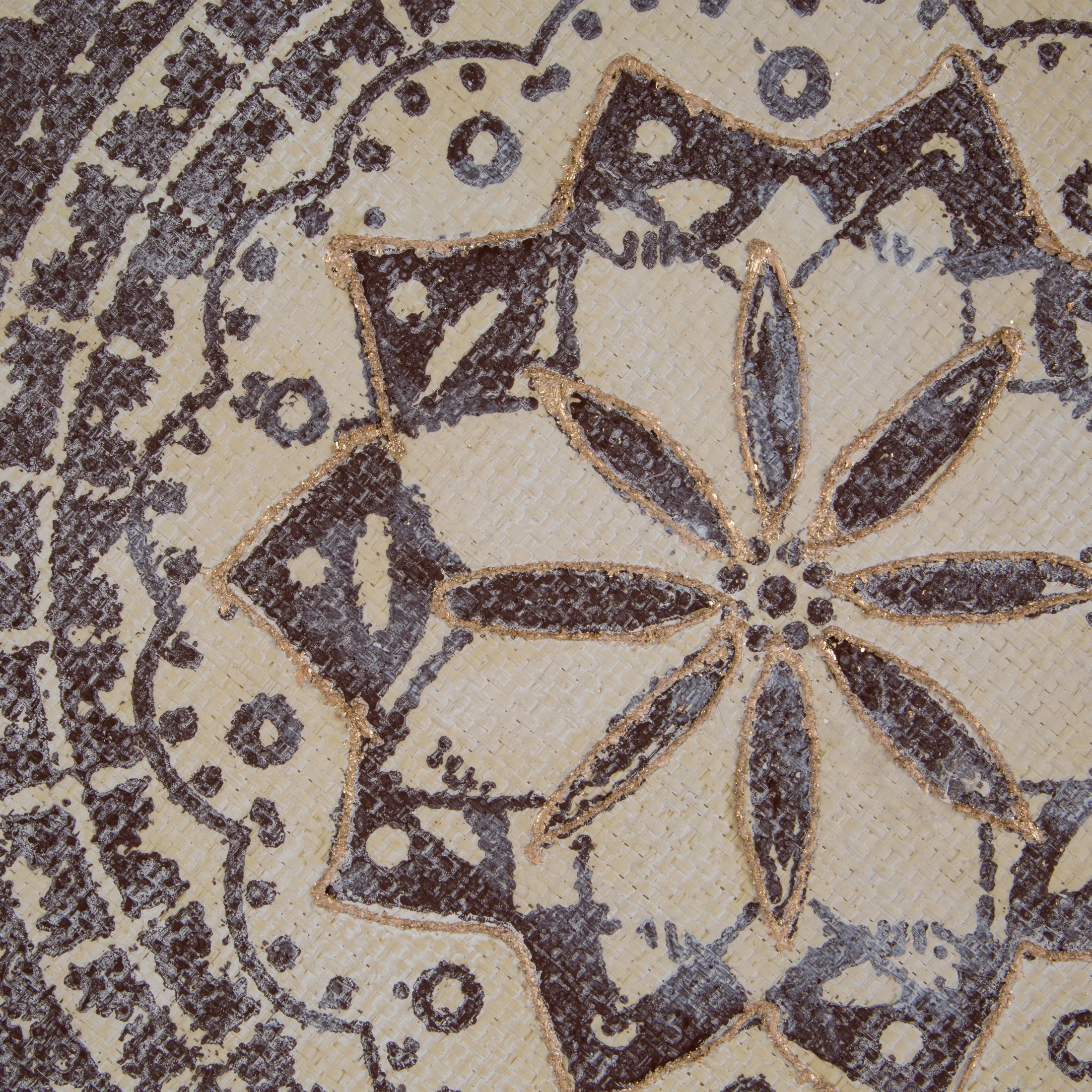 Obraz abstrakcja beżowo, brązowy w stylu boho 60x60 cm ORAMENTS