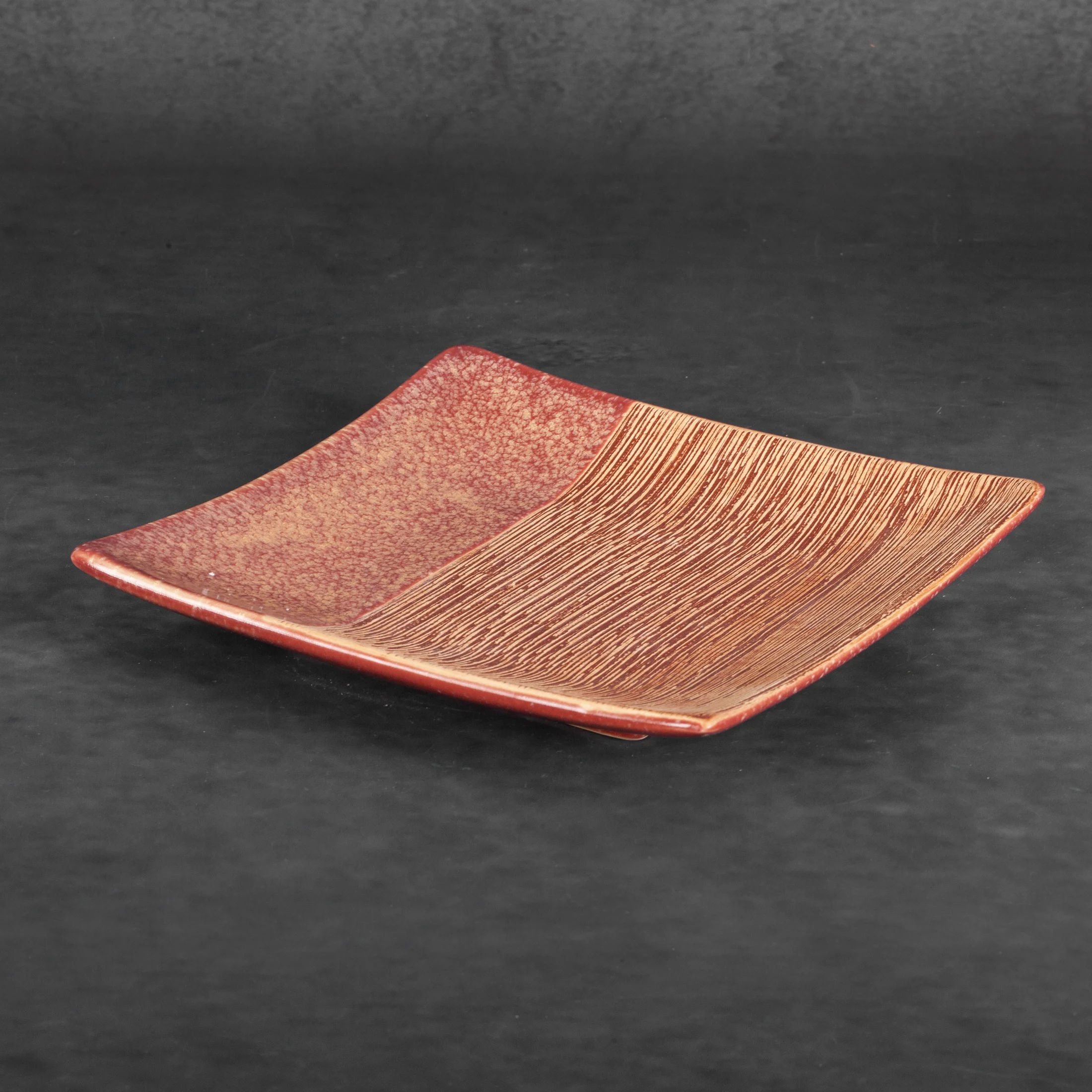 Patera ceramiczna dekoracyjna czerwono-jasnobrązowa 22x22x4 cm ELDA Eurofirany