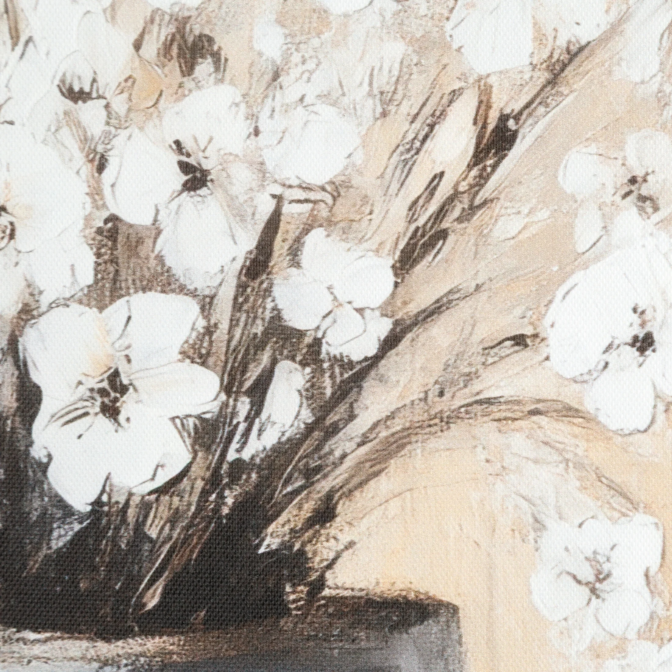 Obraz beżowo, biały drukowany na płótnie z motywem kwiatów 50x50 cm Eurofirany