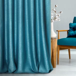 Zasłona szyta na tunelu CANDY turkusowa z tkaniny z strukturalnym spolotem