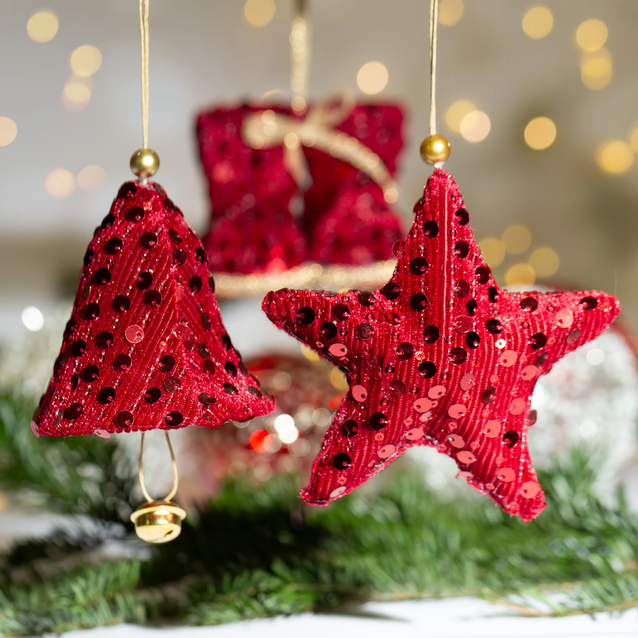 Dekoracyjna ozdoba choinkowa DZWONEK z cekinami Eurofirany