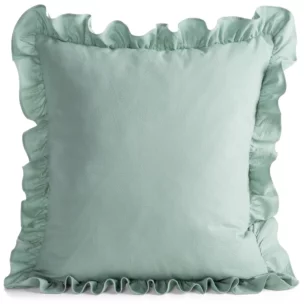 Poszewka na poduszkę 45x45 cm bawełniana z ozdobną falbanką szałwiowa Eurofirany