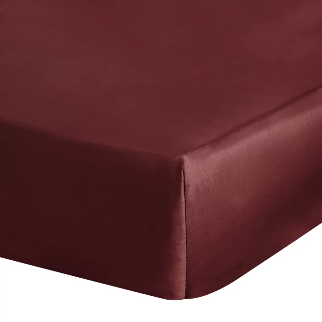 Prześcieradło gładkie z gumką 100x200 cm z satyny bawełnianej kolor burgundowy 125 g/m2 NOVA 3 Eurofirany