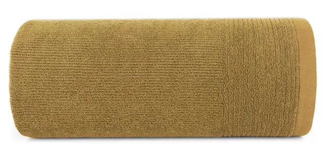 Ręcznik do rąk 30x50 cm bawełniany kolor miodowy zdobiony błyszczącą bordiurą 500 g/m2 LARI Eurofirany