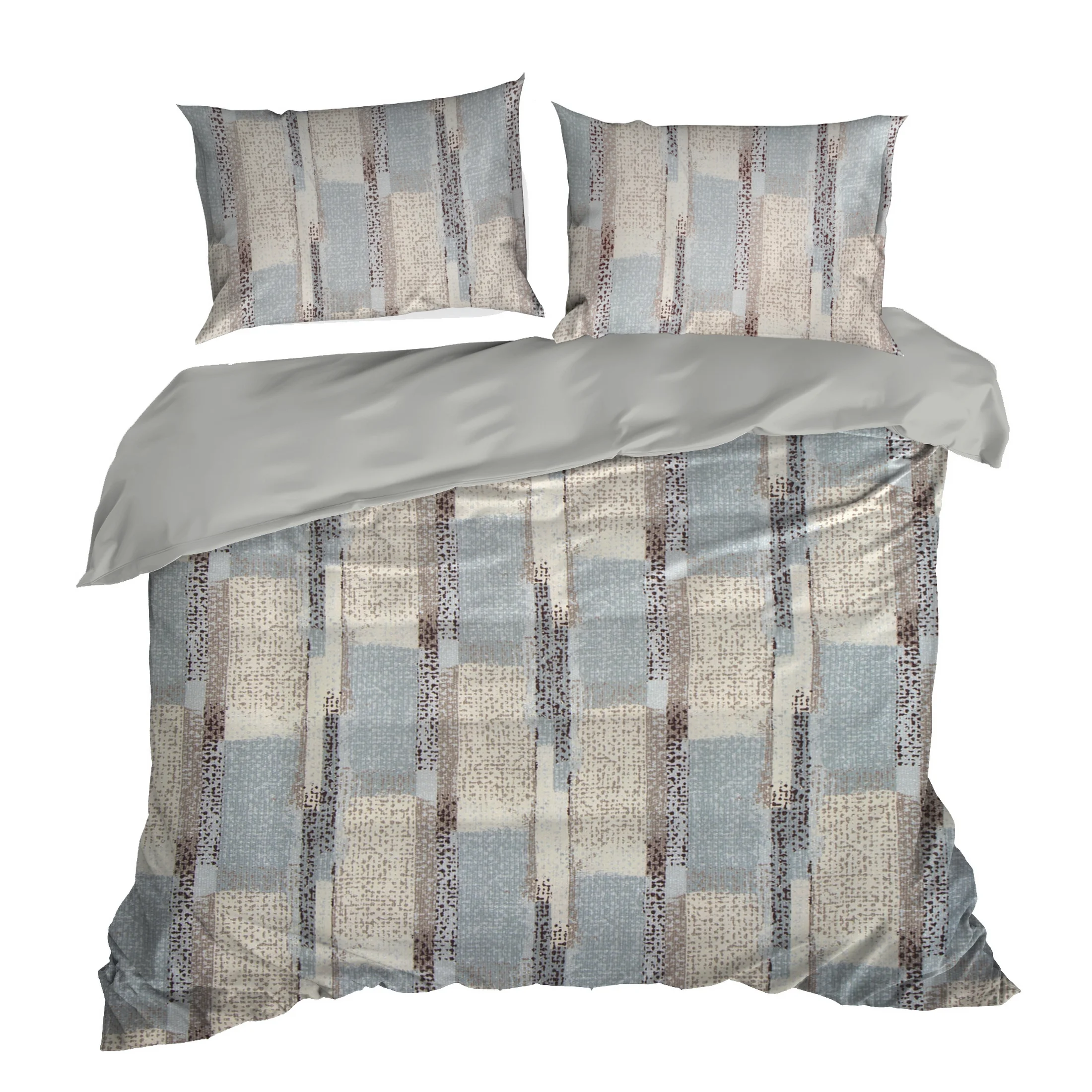 Pościel 220x200 cm z mikrofibry kolor srebrny, beżowy z fantazyjnym wzorem ALLISON Design 91 Eurofirany