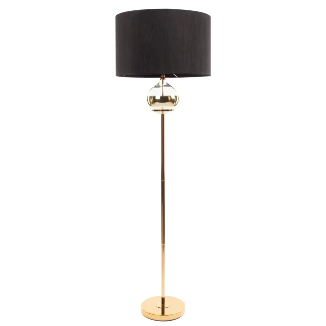 Lampa stojąca do salonu czarno, złota z matowym abażurem 50 x 159 cm CAROLINE  Eurofirany