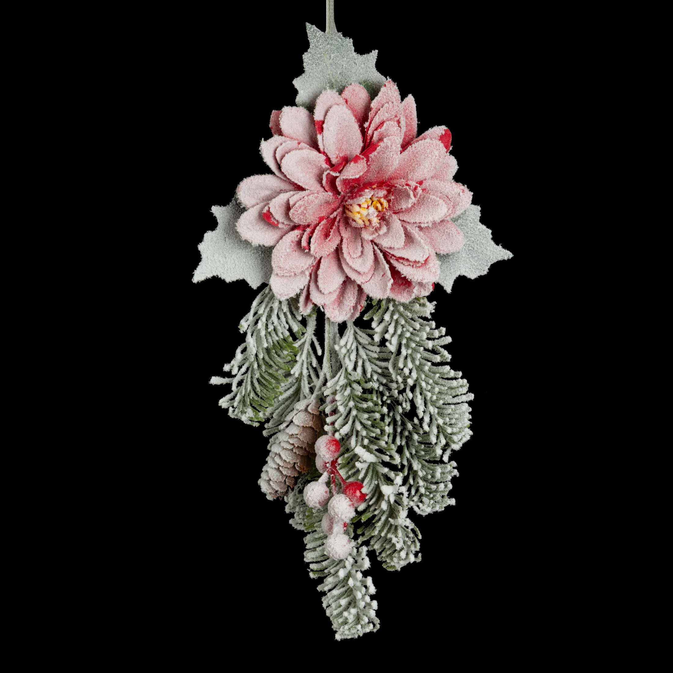 Kwiat świąteczny z gałązkami ośnieżony Eurofirany