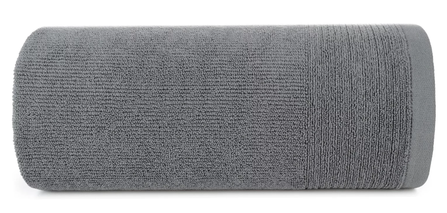 Ręcznik do rąk 30x50 cm bawełniany kolor srebrny zdobiony błyszczącą bordiurą 500 g/m2 LARI Eurofirany