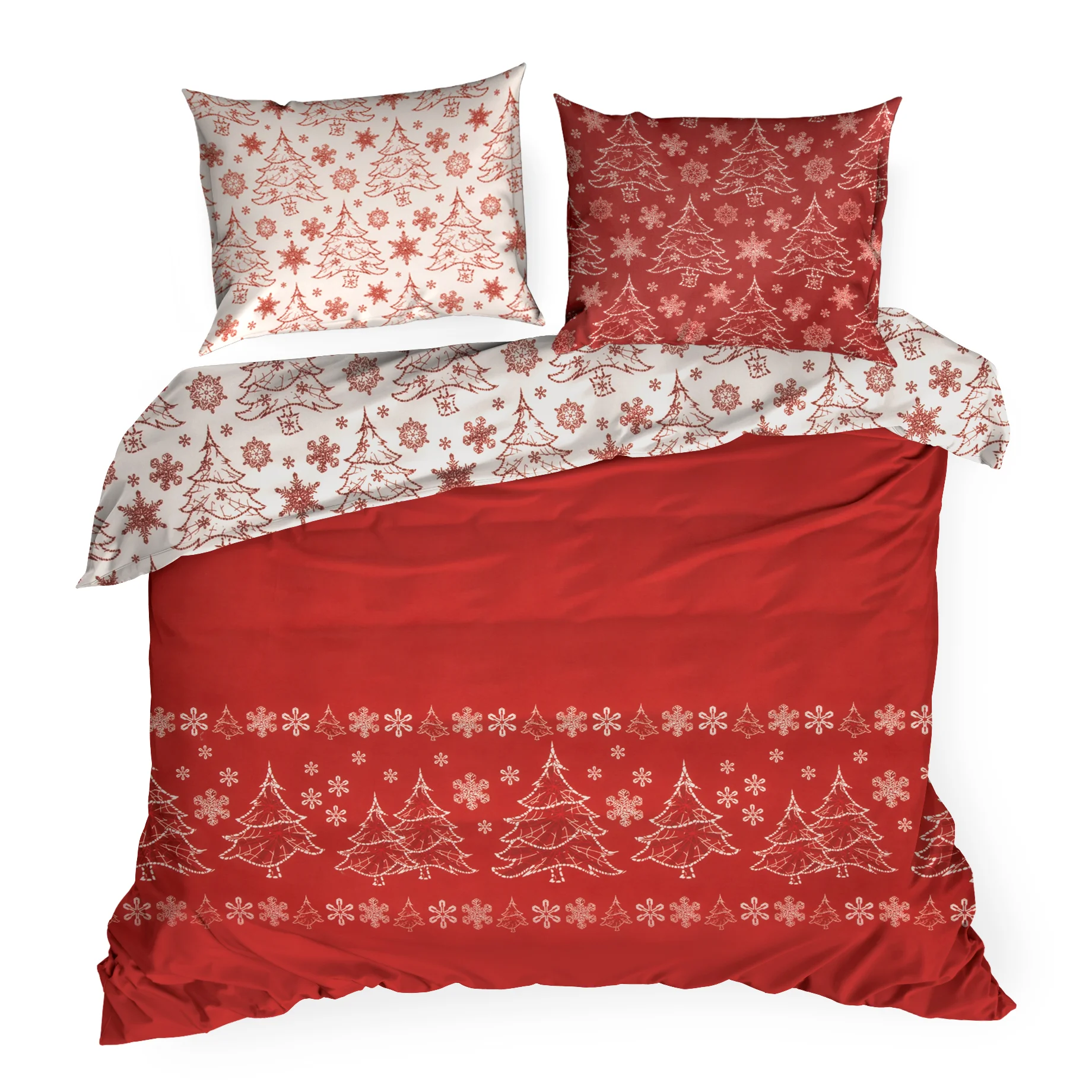 Pościel świąteczna 220x200 cm z mikrowłókna kolor czerwony, biały RUBI Eurofirany