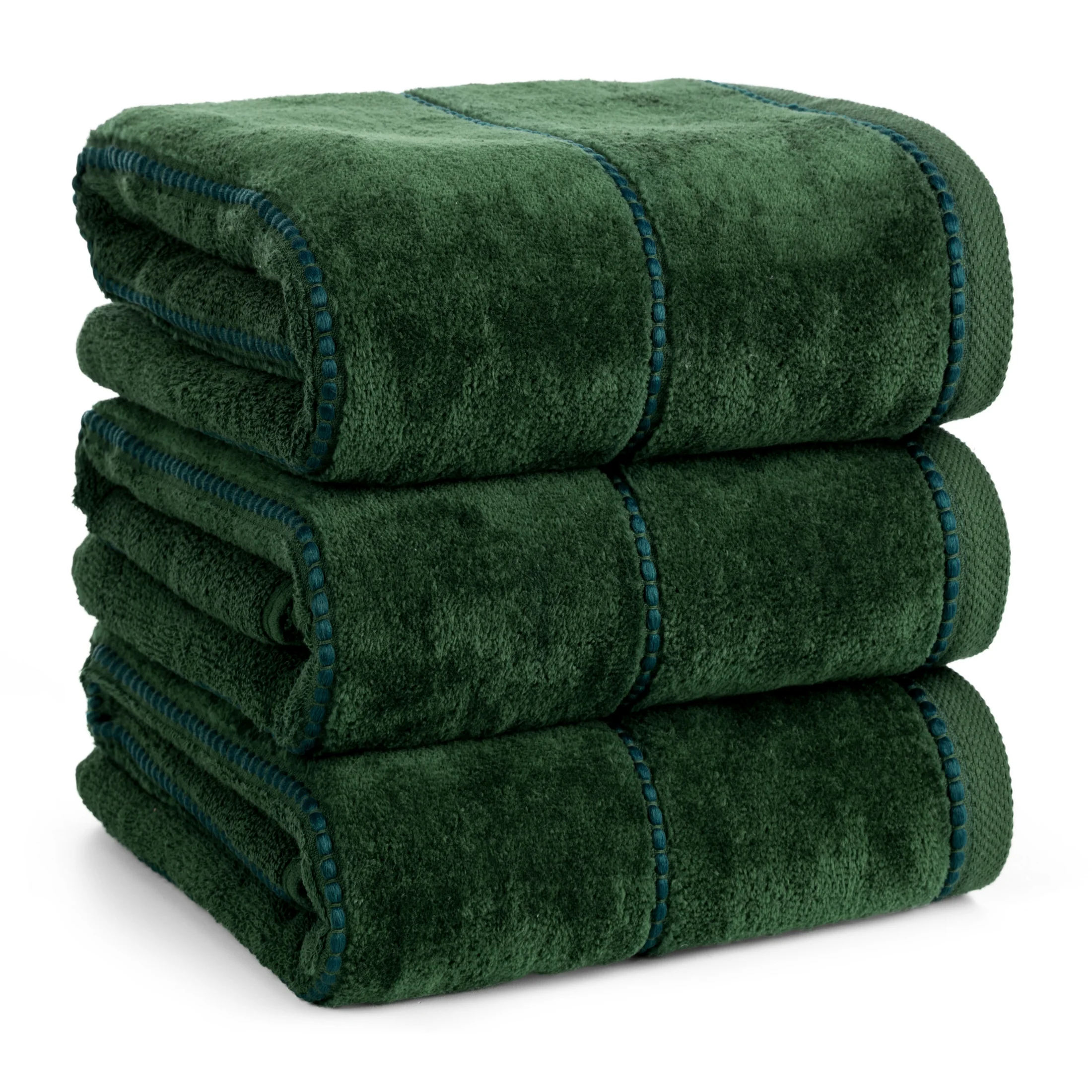 Ręcznik kąpielowy 70x140 cm bawełniany kolor zielony z welwetową bordiurą 500 g/m2 JESSI Eurofirany