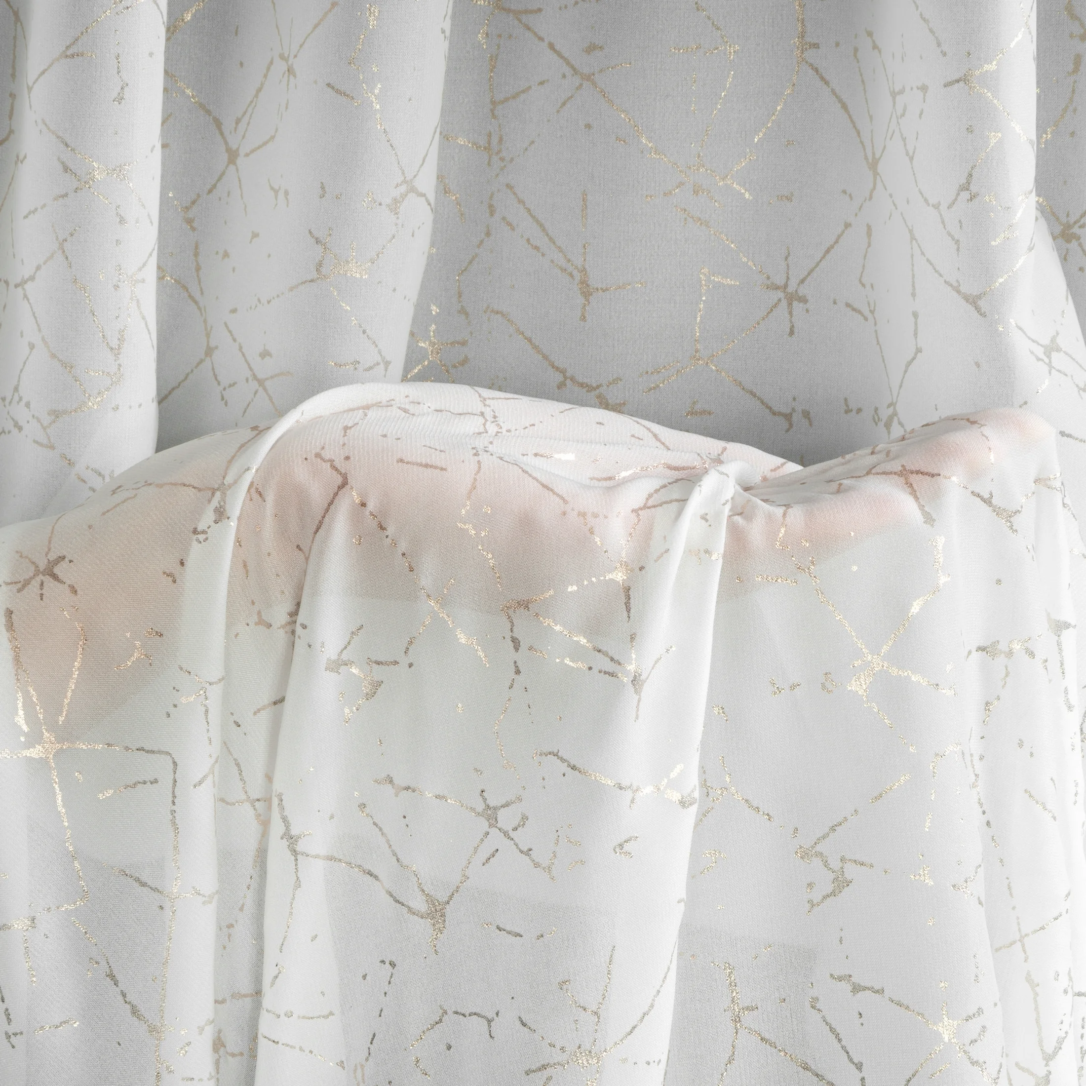 Firana biała z szampańskim nieregularnym wzorem 140x270 cm taśma ROXI Eurofirany