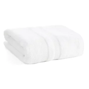 Ręcznik kąpielowy 70x140 cm bawełniany kolor biały z welwetową bordiurą w pasy 500 g/m2 PORTO Eurofirany