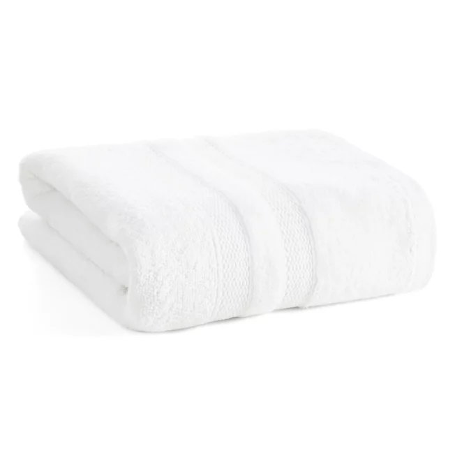 Ręcznik do rąk 30x50 cm bawełniany kolor biały z welwetową bordiurą w pasy 500 g/m2 PORTO Eurofirany