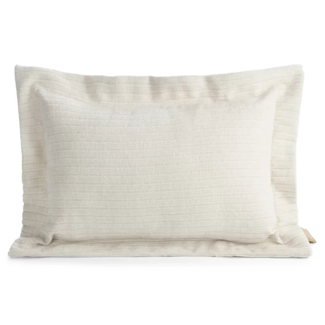 Poszewka na poduszkę  40x60 cm z szenilowej tkaniny kremowa w drobne prążki Eva Minge Elegante Eurofirany