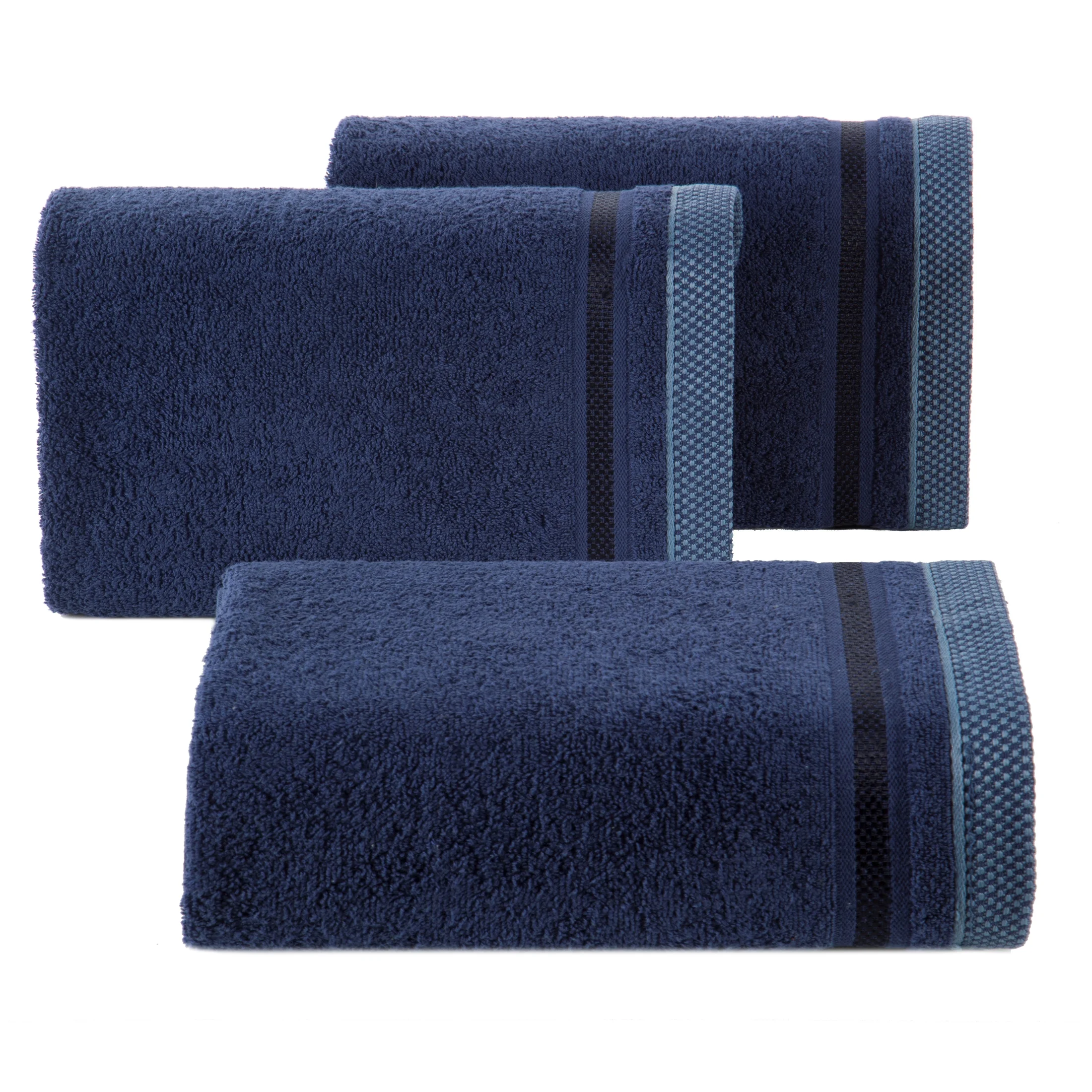 Ręcznik do rąk 30x50 cm bawełniany kolor granatowy z bordiurą w paski 500 g/m2 ABBIE Eurofirany