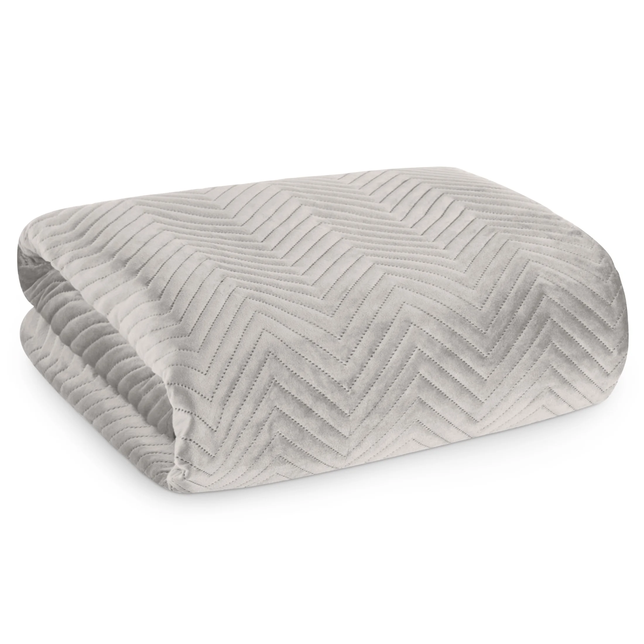 Narzuta welwetowa beżowa 220x240 cm pikowana w jodełkę metodą hot press SOFIA EUROFIRANY PREMIUM