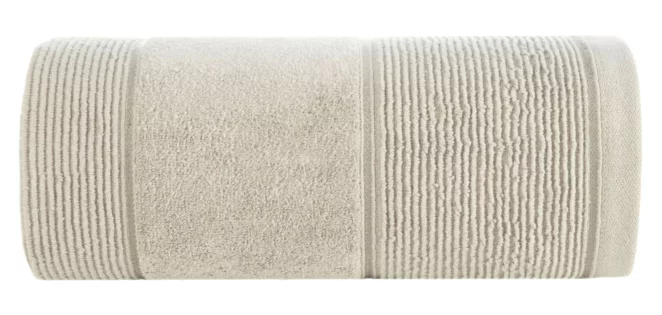 Ręcznik do rąk 30x50 cm bawełniany kolor beżowy z welurową bordiurą 500 g/m2 EMMA Eurofirany