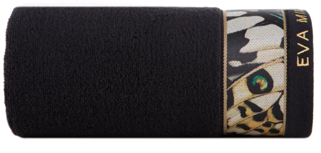Ręcznik do rąk 30x50 cm bawełniany kolor czarny z designerską bordiurą 500 g/m2 EVA 15 Eva Minge Eurofirany