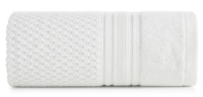 Ręcznik do rąk 30x50 cm bawełniany kolor biały zdobiony subtelnymi paseczkami 500 g/m2 DAVOS Eurofirany