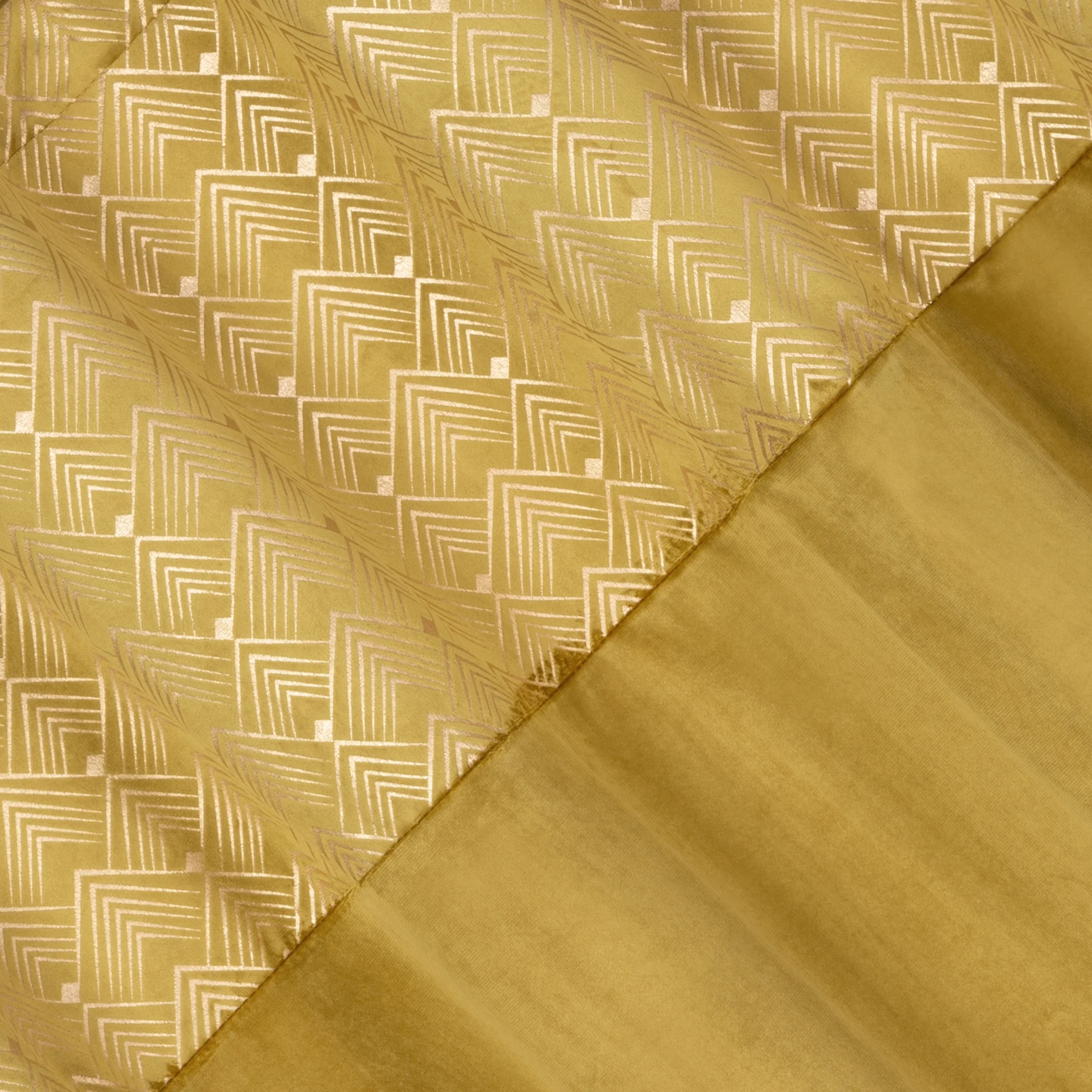 Zasłona miodowa ze złotym wzorem z błyszczącego welwetu 140x250 przelotka ELEN Eurofirany