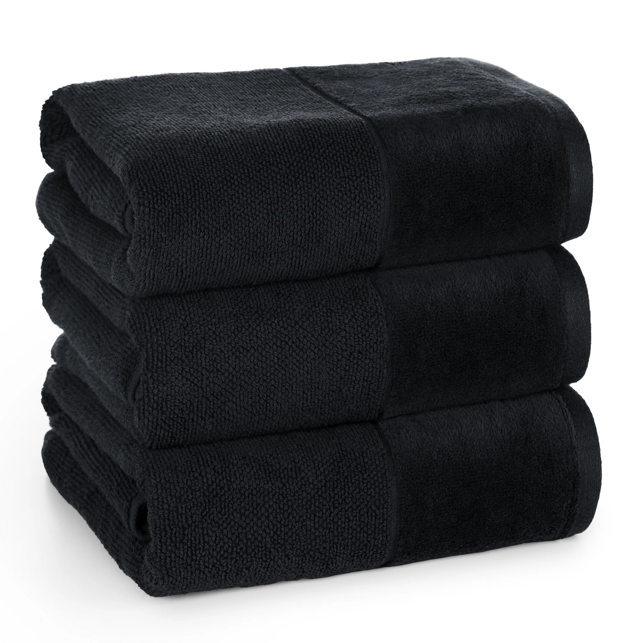 Ręcznik kąpielowy FERO z welwetową bordiurą czarny 70x140 cm Eurofirany