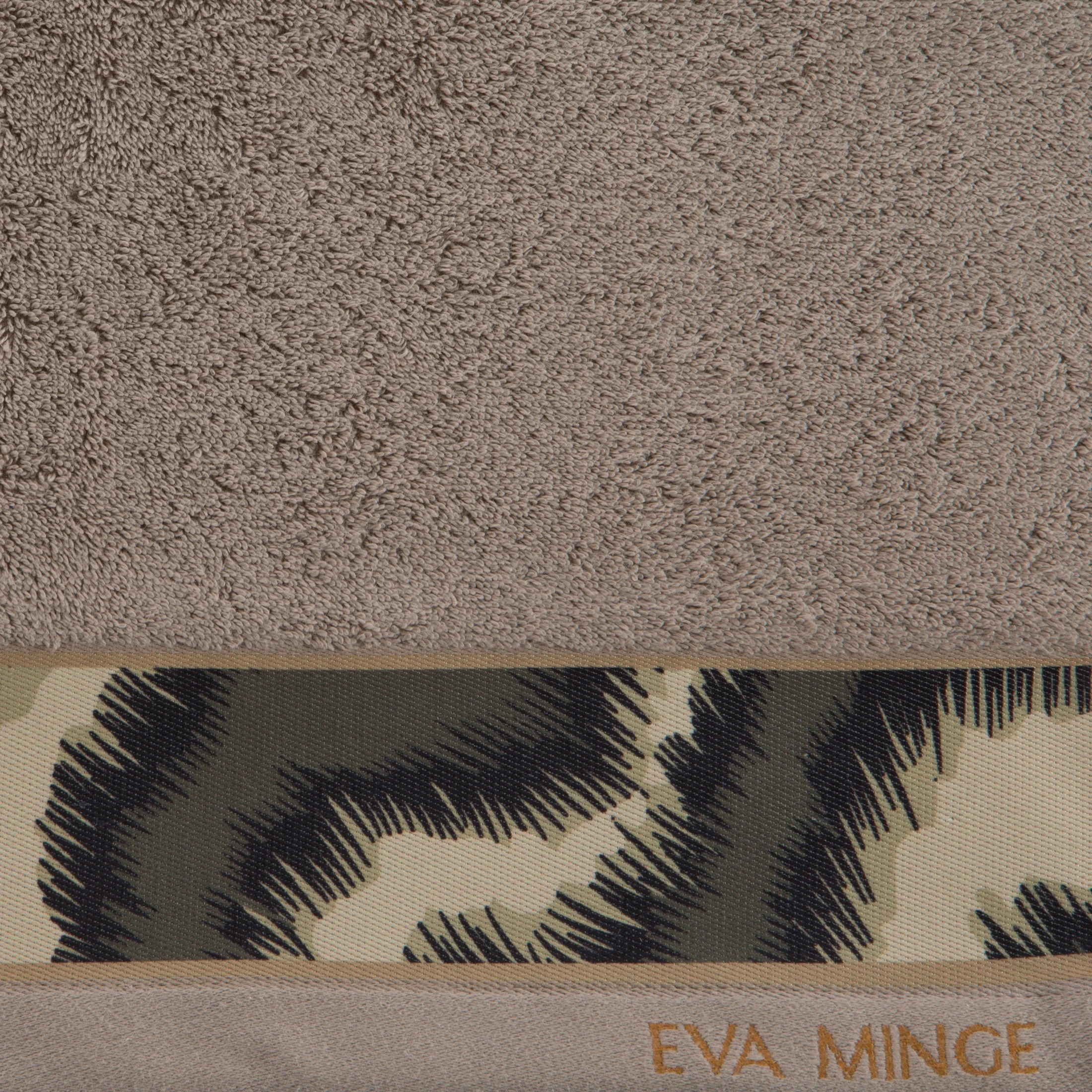 Ręcznik kąpielowy 70x140 cm bawełniany kolor ciemnobeżowy,czarny z designerską bordiurą 500 g/m2 EVA 24 Eva Minge Eurofirany