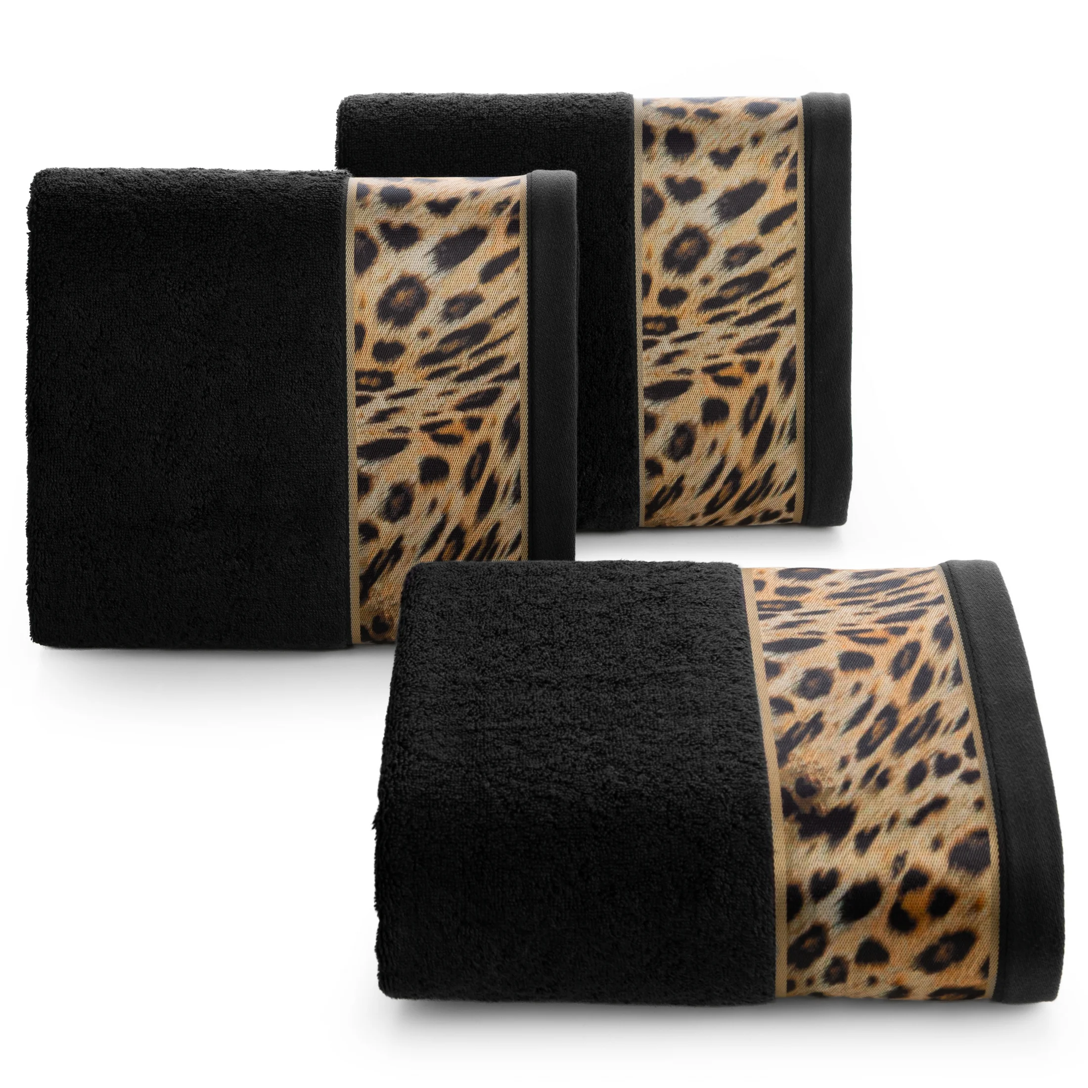 Ręcznik kąpielowy 70x140 cm bawełniany kolor czarny,brązowy z designerską bordiurą 500 g/m2 EVA 23 Eva Minge Eurofirany