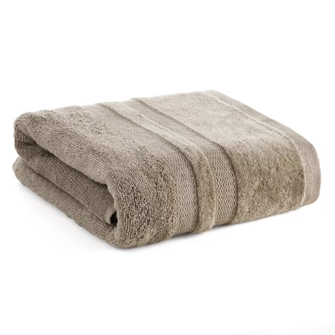 Ręcznik do rąk 30x50 cm bawełniany kolor beżowy z welwetową bordiurą w pasy 500 g/m2 PORTO Eurofirany
