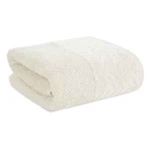 Ręcznik do rąk 30x50 cm bawełniany kolor kremowy o ryżowej strukturze z welwetową bordiurą 500 g/m2 LOREN Eurofirany