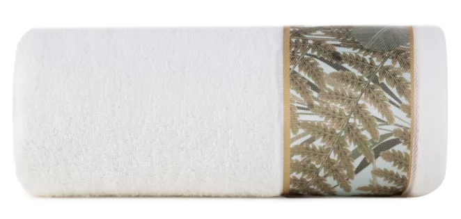 Ręcznik kąpielowy 70x140 cm bawełniany kolor biały z designerską bordiurą 500 g/m2 EVA 17 Eva Minge Eurofirany