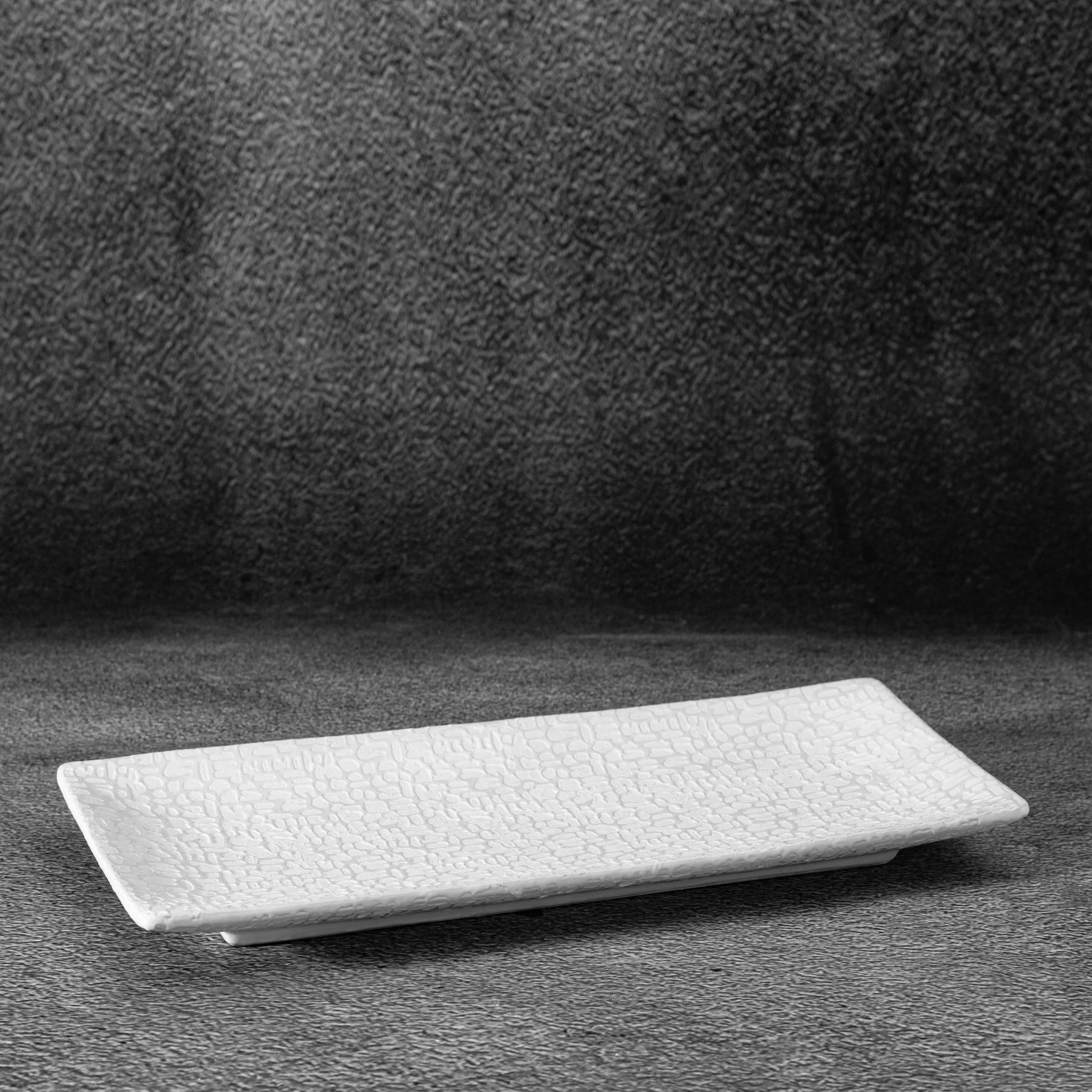 Patera ceramiczna biała z efektem rosy 31x14x3 cm RISO Eurofirany