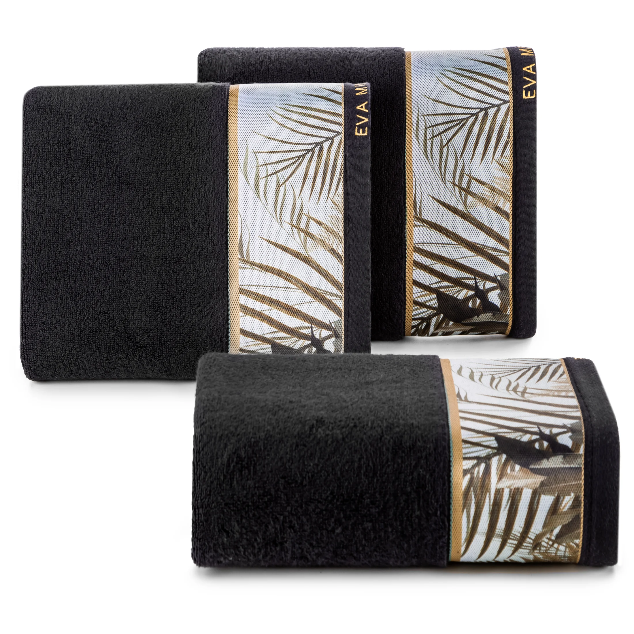 Ręcznik kąpielowy 50X90 cm bawełniany kolor czarny z designerską bordiurą 500 g/m2 EVA 17 Eva Minge Eurofirany