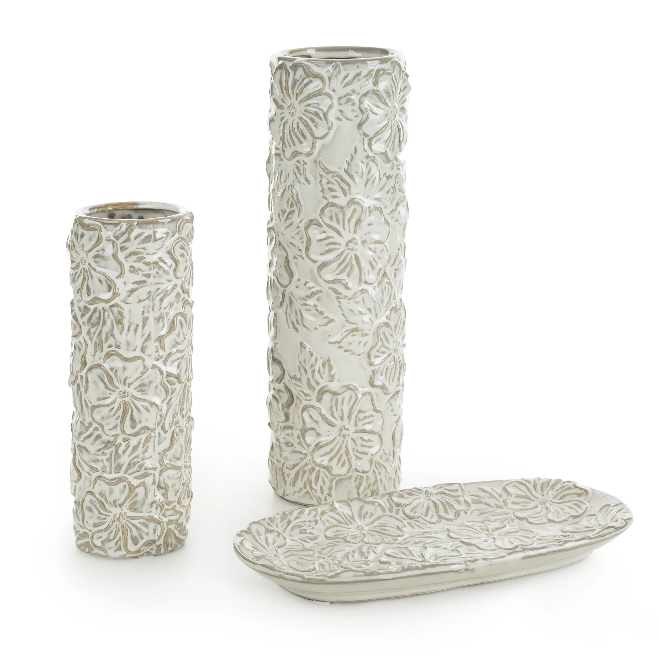 Wazon dekoracyjny NAIRA z wzorem 3D kwiatów Eurofirany