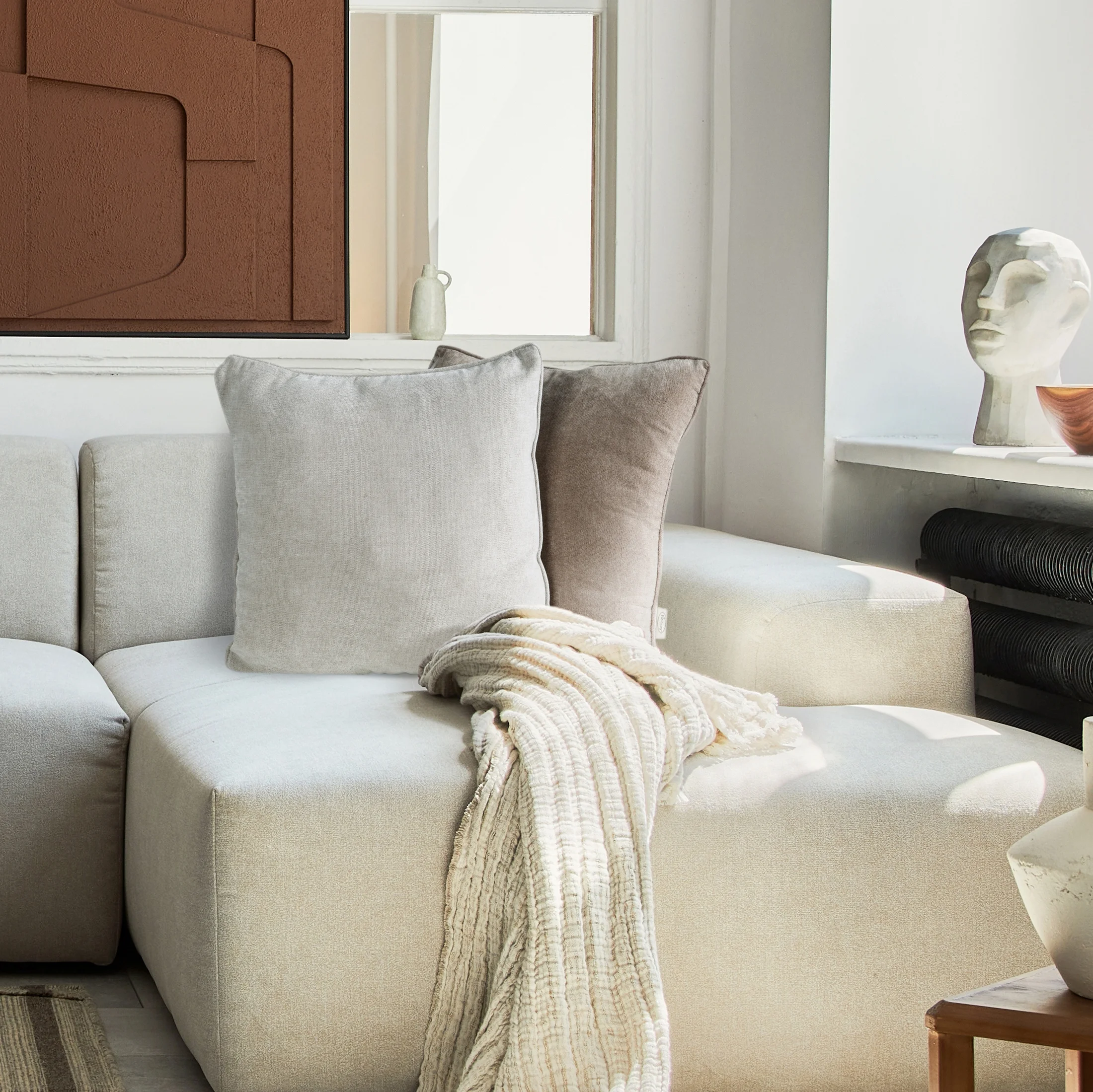 Poszewka na poduszkę 45x45 cm szenilowa, beżowa NILO Eurofirany