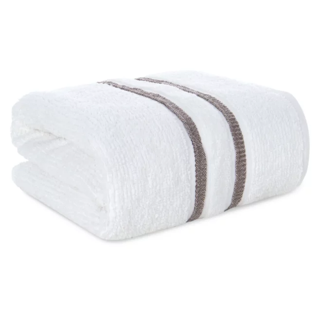Ręcznik do rąk 30x50 cm bawełniany kolor biały w kontrastujące pasy 500 g/m2 DINA Eurofirany