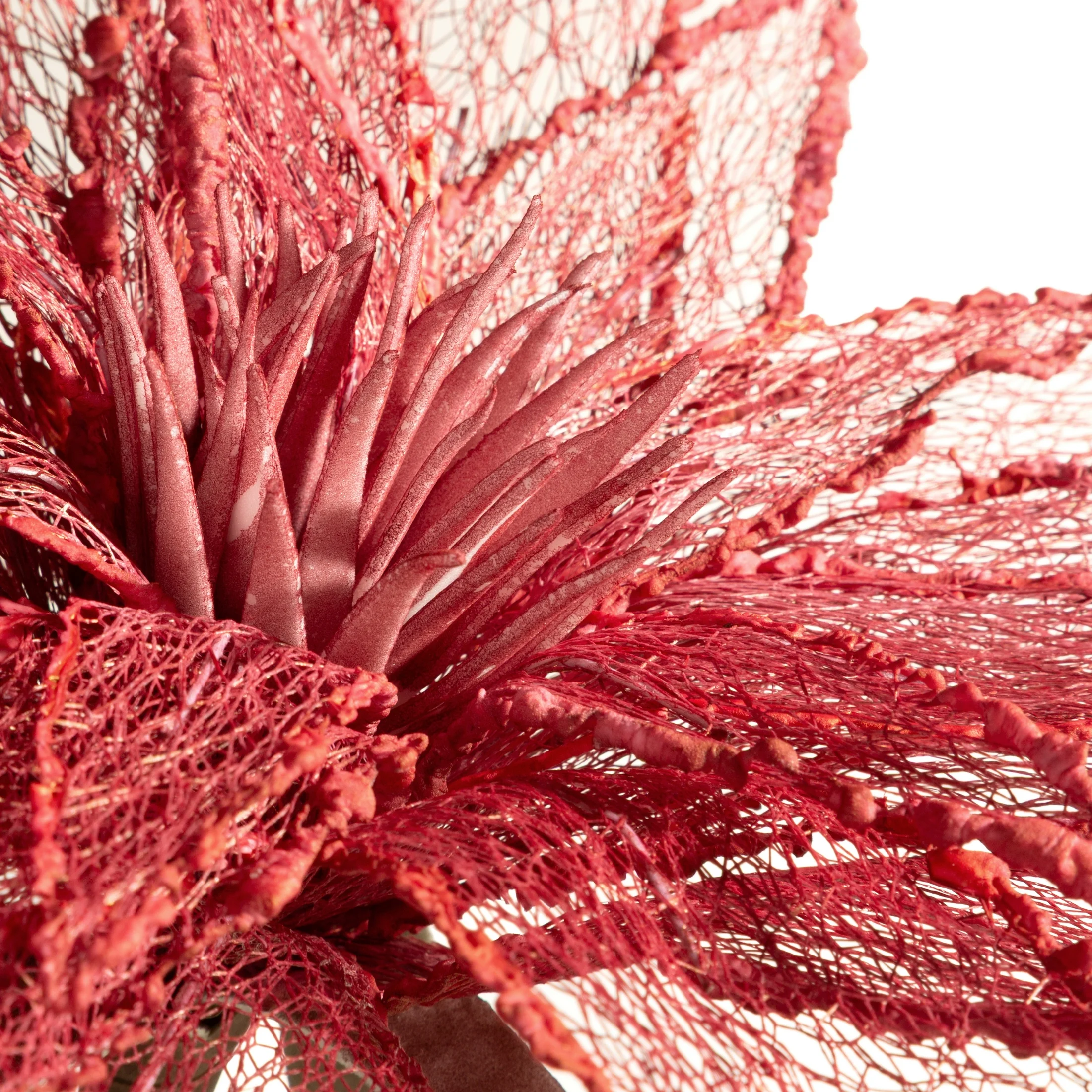 Kwiat sztuczny czerwony z siateczki 70 cm Eurofirany