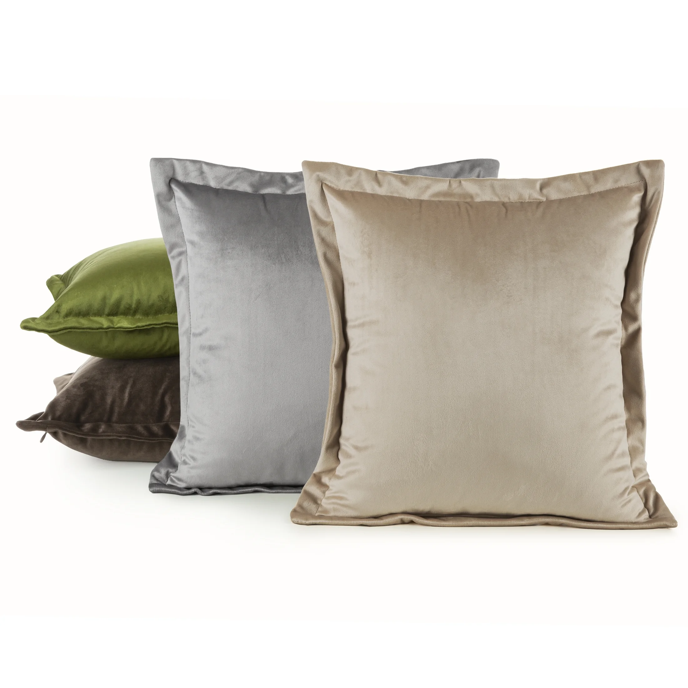 Poszewka na poduszkę 45x45 cm welwetowa z ozdobnymi brzegami brązowa RIA DIVA LINE Eurofirany