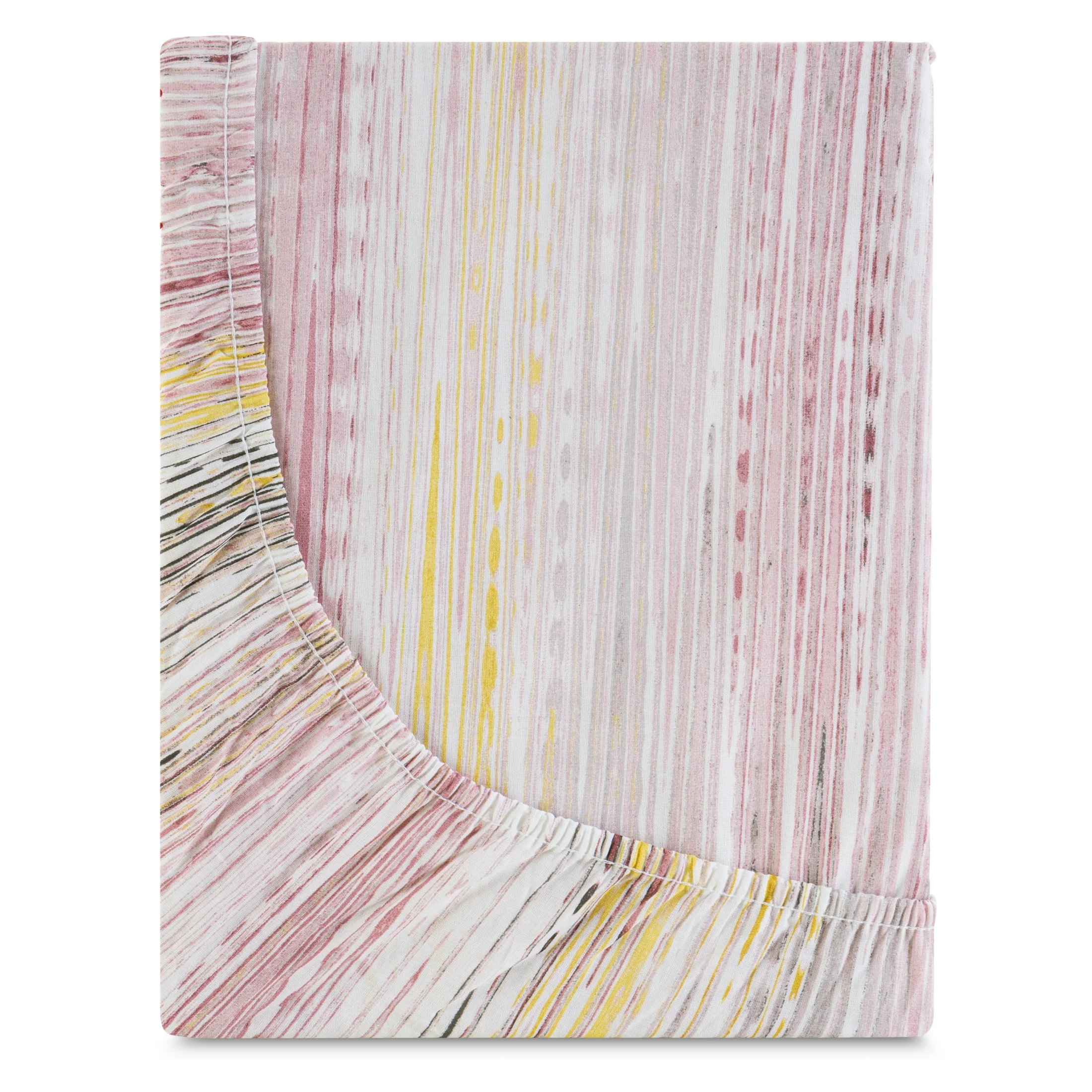 Prześcieradło z gumką 160x200 cm z bawełny kolor fioletowy,biały z wzorem geometrycznym 105 g/m2 PRINT Eurofirany