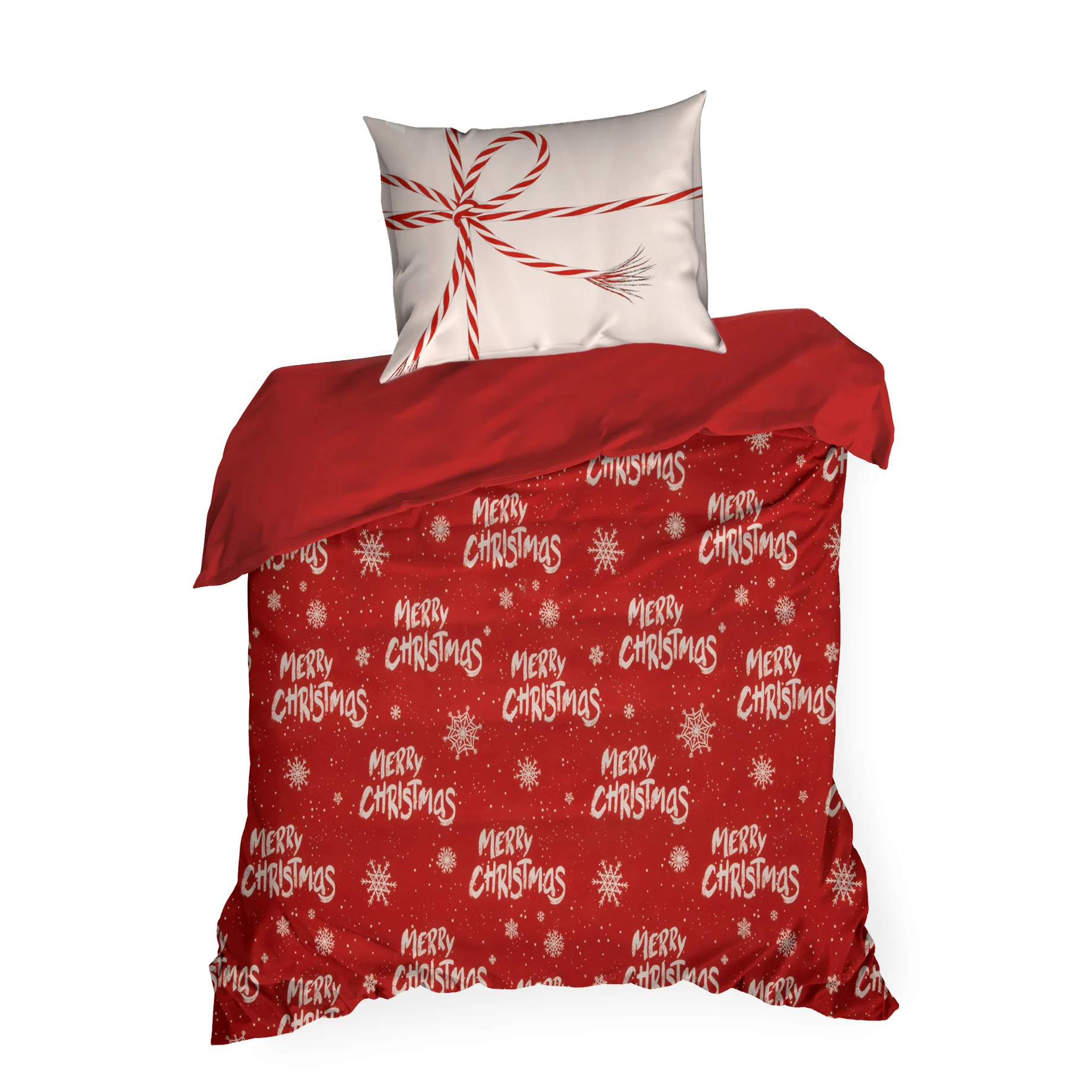 Pościel świąteczna140x200 cm z mikrowłókna kolor czerwony, biały KEVIN Eurofirany
