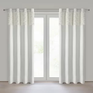 Zasłona kremowa z welwetu zdobiona aplikacją 3D róż 140x250 cm przelotka - ROSES Eva Minge Eurofirany