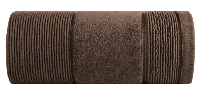 Ręcznik kąpielowy 50x90 cm bawełniany kolor brązowy z welurową bordiurą 500 g/m2 EMMA Eurofirany