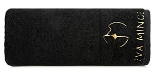 Ręcznik kąpielowy 70x140 cm bawełniany kolor czarny z haftowanym logiem Eva Minge 550 g/m2 GAJA Eurofirany