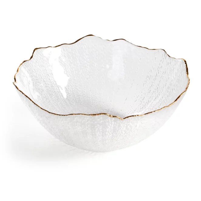 Misa szklana biało, złota o ozdobnym tłoczonym wzorze 25x11 cm TAMARA Eurofirany